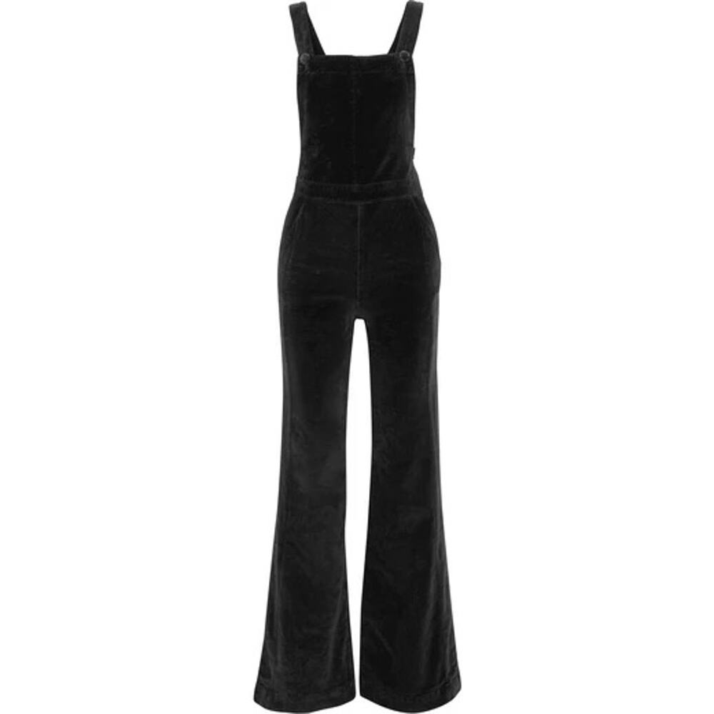 FRAME Le Velveteen Velvet Jumpsuit In Black Wide Leg Overalls Size XS Sexy Chic - Picture 3 of 16